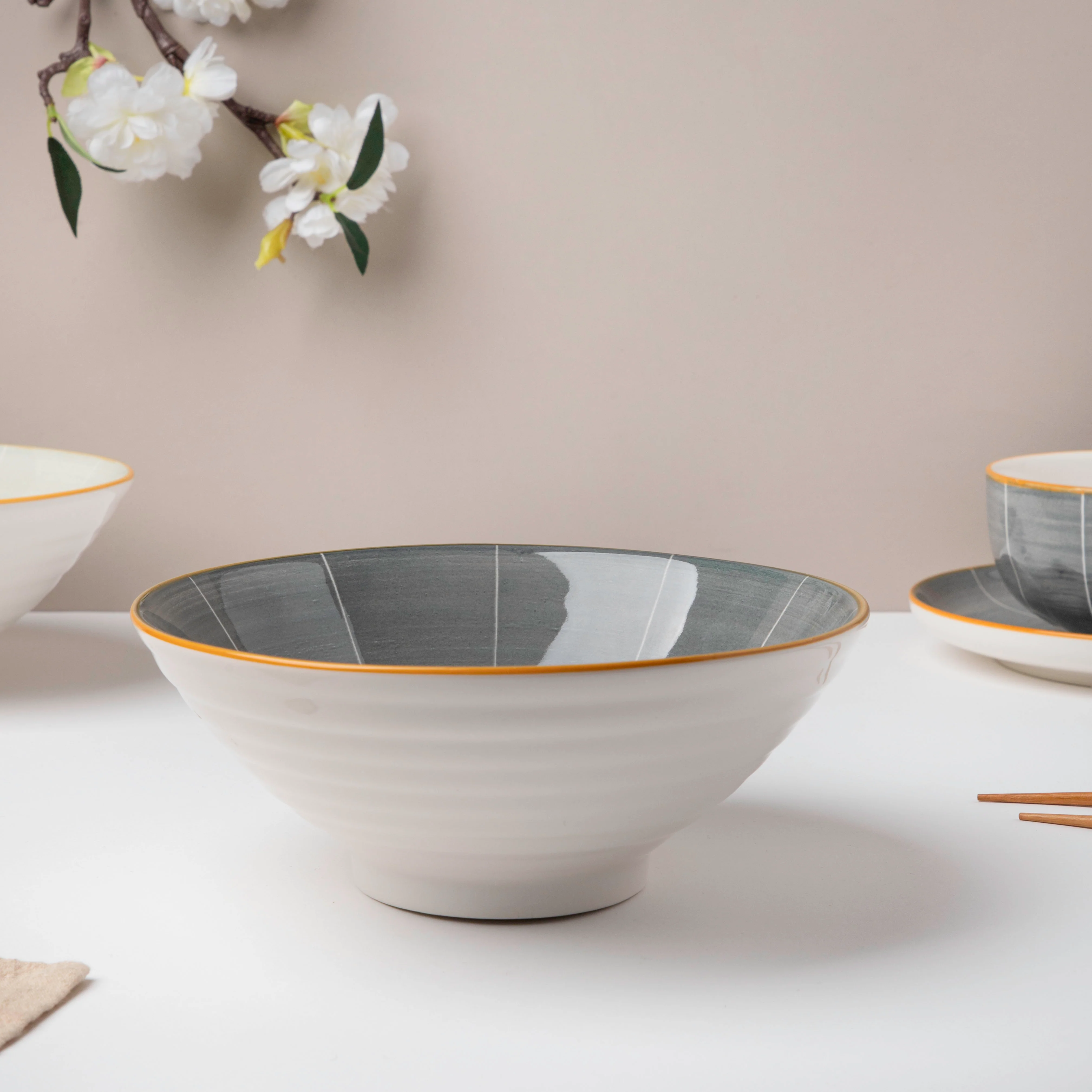 Willow Dark Grey Ceramic 8 inch Ramen Bowl 800 ml - Image 4