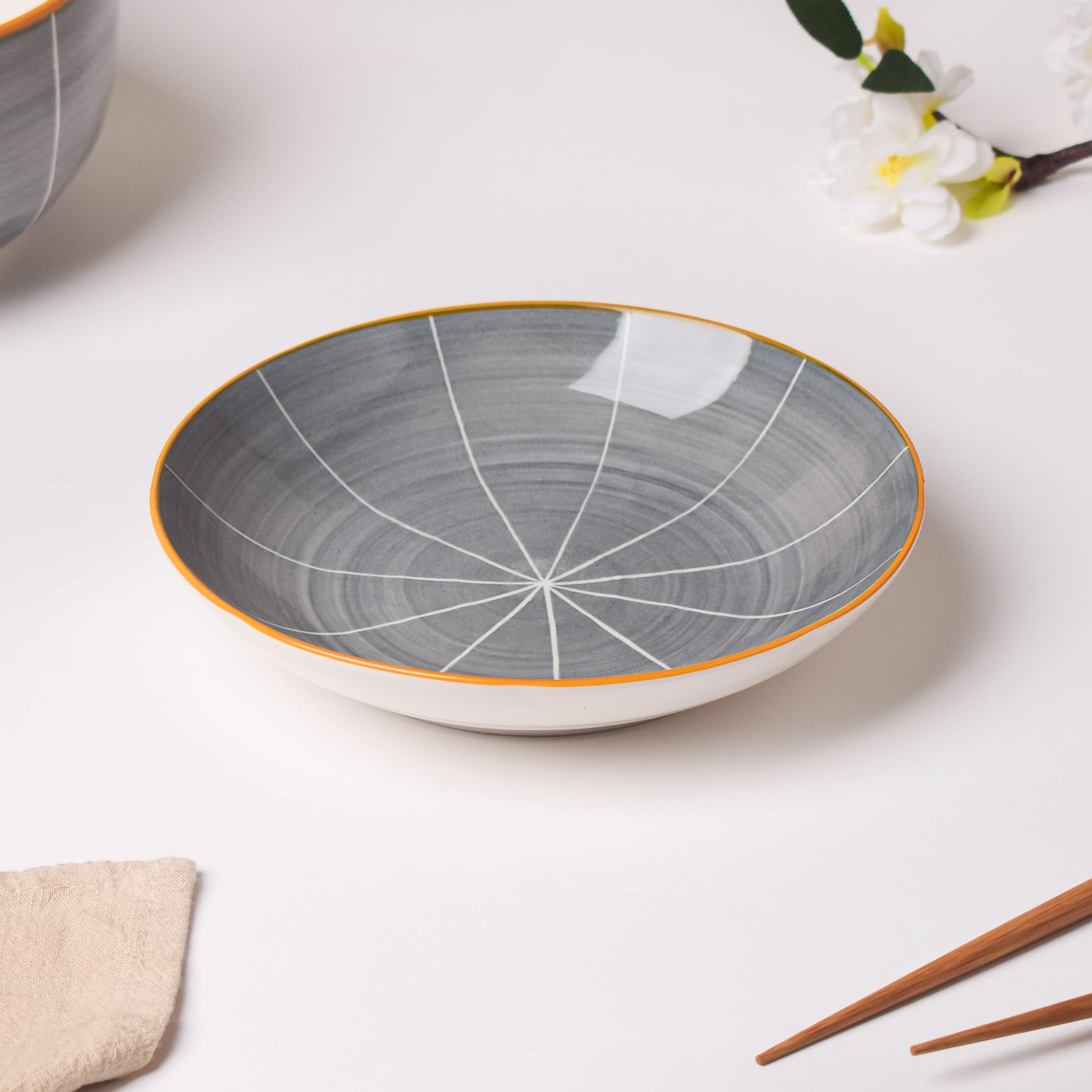 Willow Dark Grey Ceramic Pasta Plate - Image 3