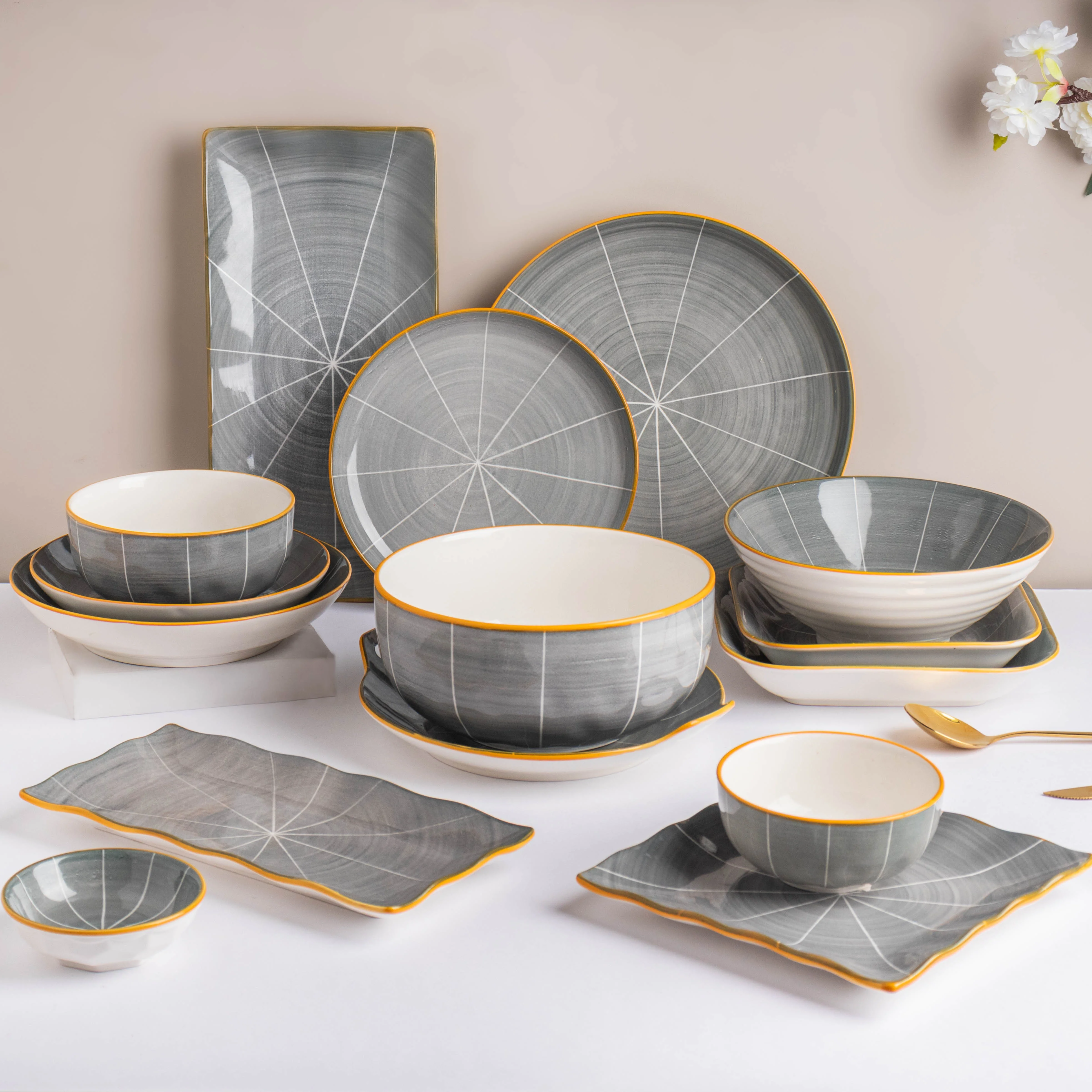 Willow Dark Grey Ceramic Pasta Plate - Image 6