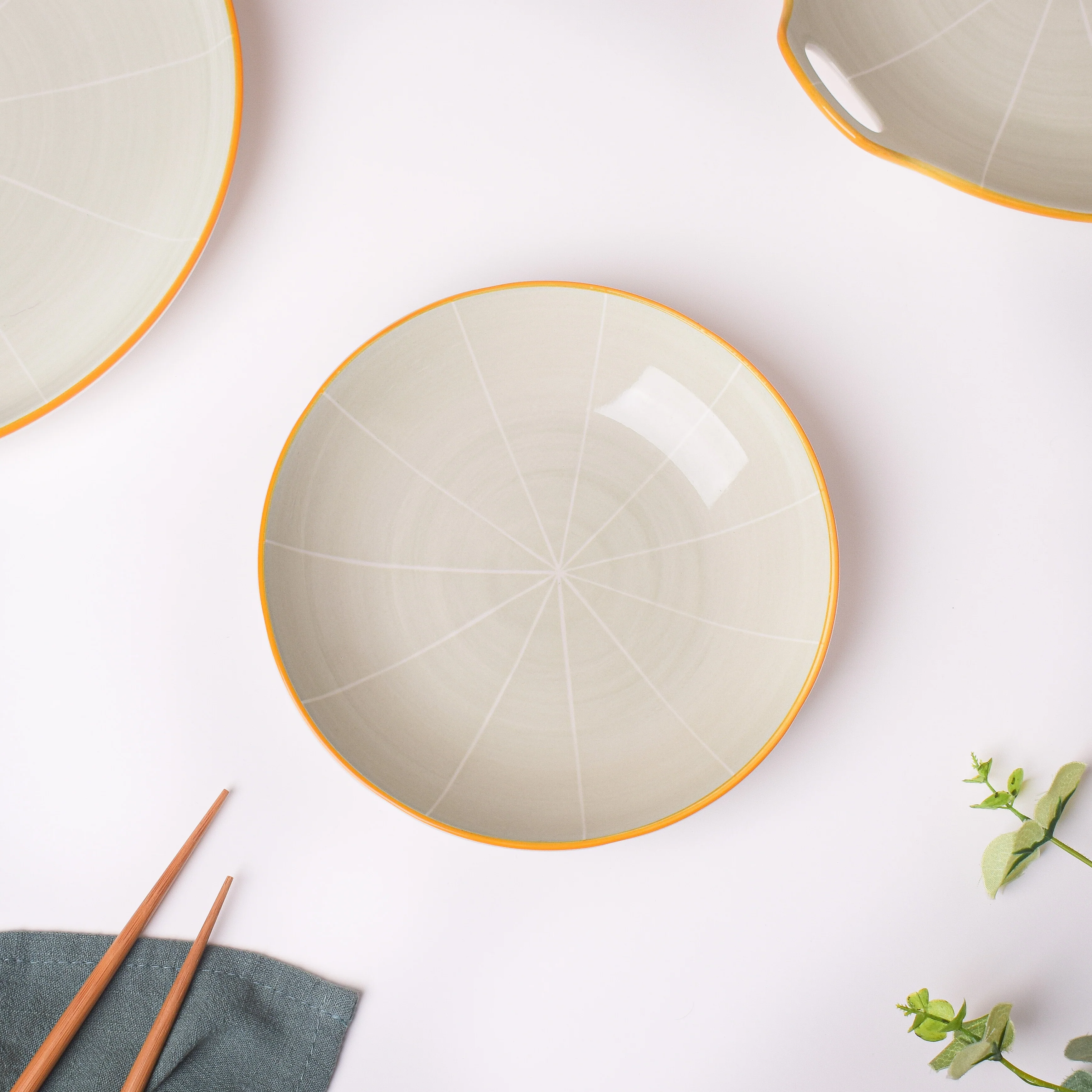 Willow Light Grey Ceramic Snack Plate 7 inch - Image 5
