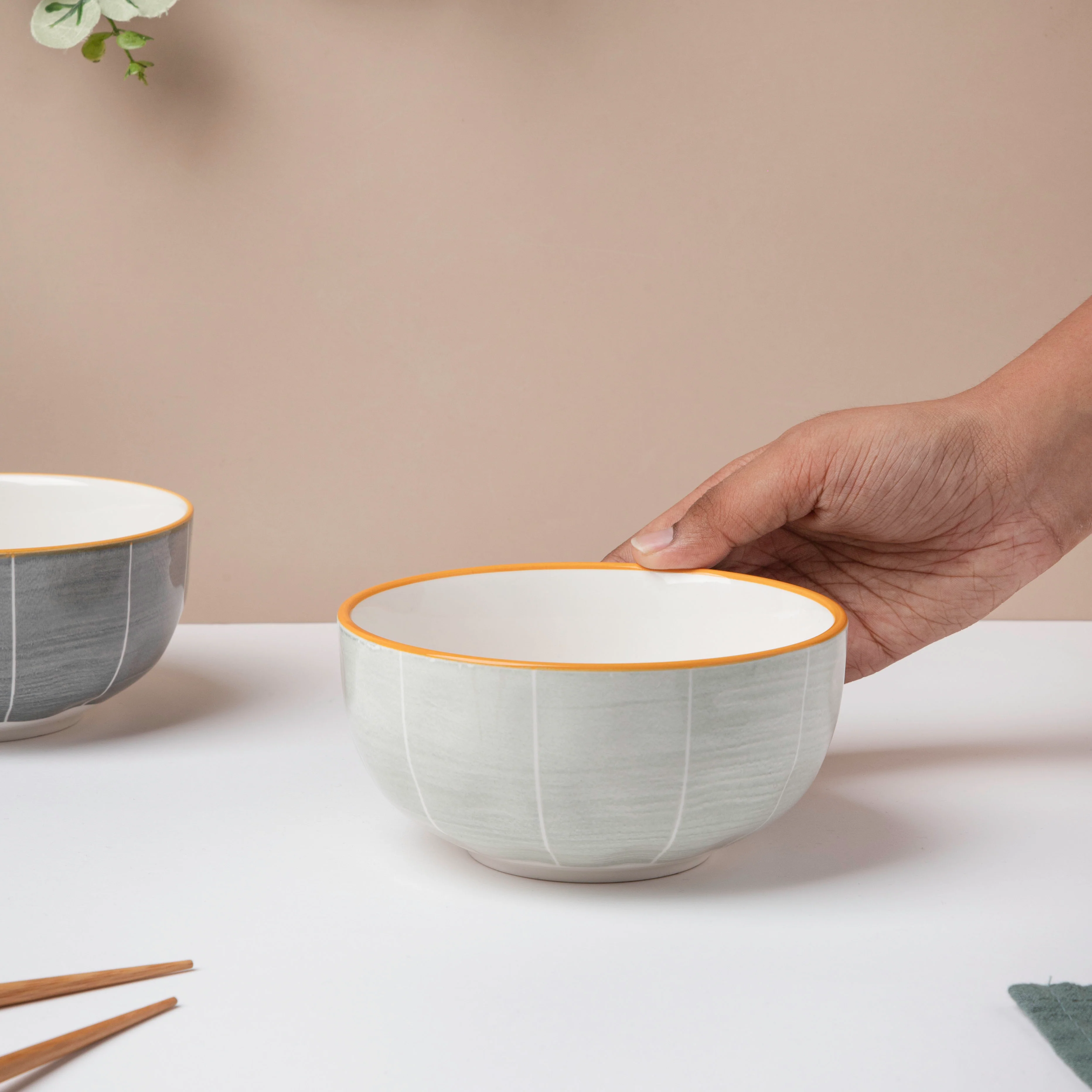 Willow Light Grey Ceramic Soup Bowl Large 500 ml - Image 2