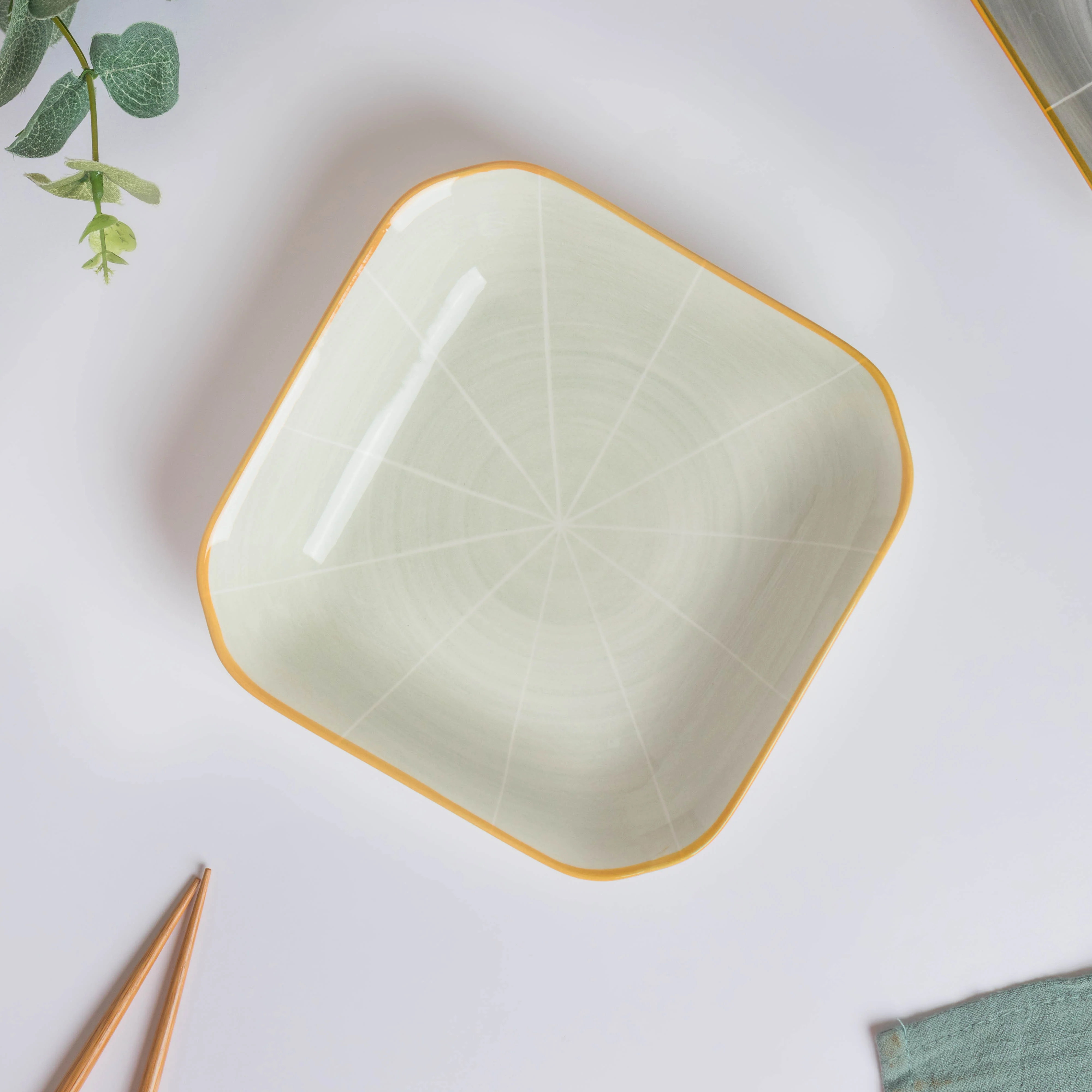 Willow Light Grey Square Ceramic Snack Plate - Image 4