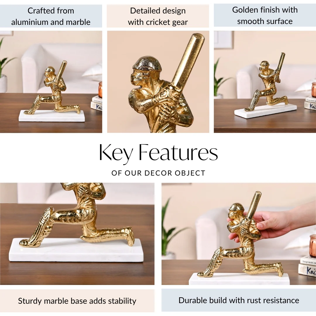 Winning Batsman Living Room Metal Decor In Gold - Image 5