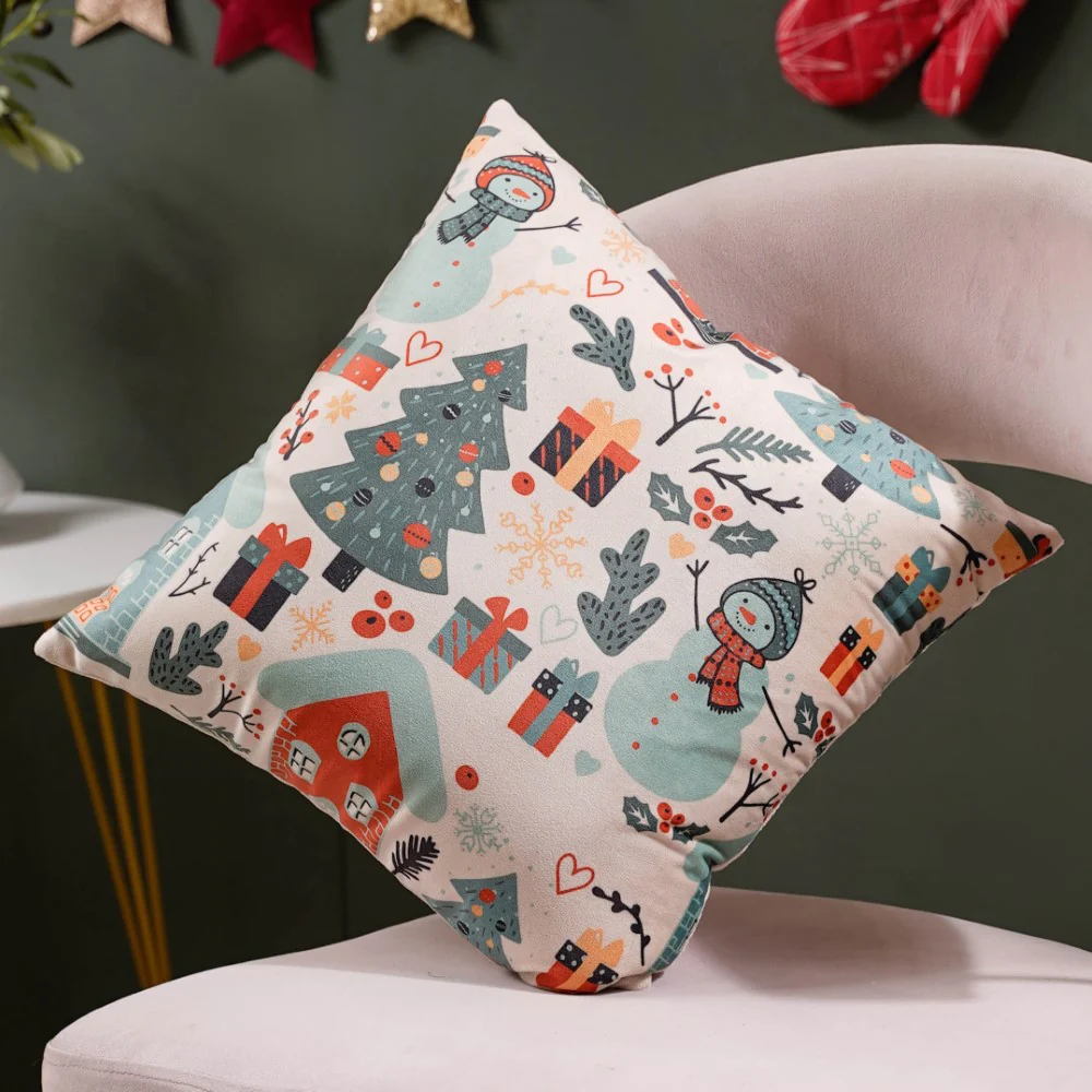 Winter Graphic Velvet Cushion Cover 16 X 16 Inch - Image 2