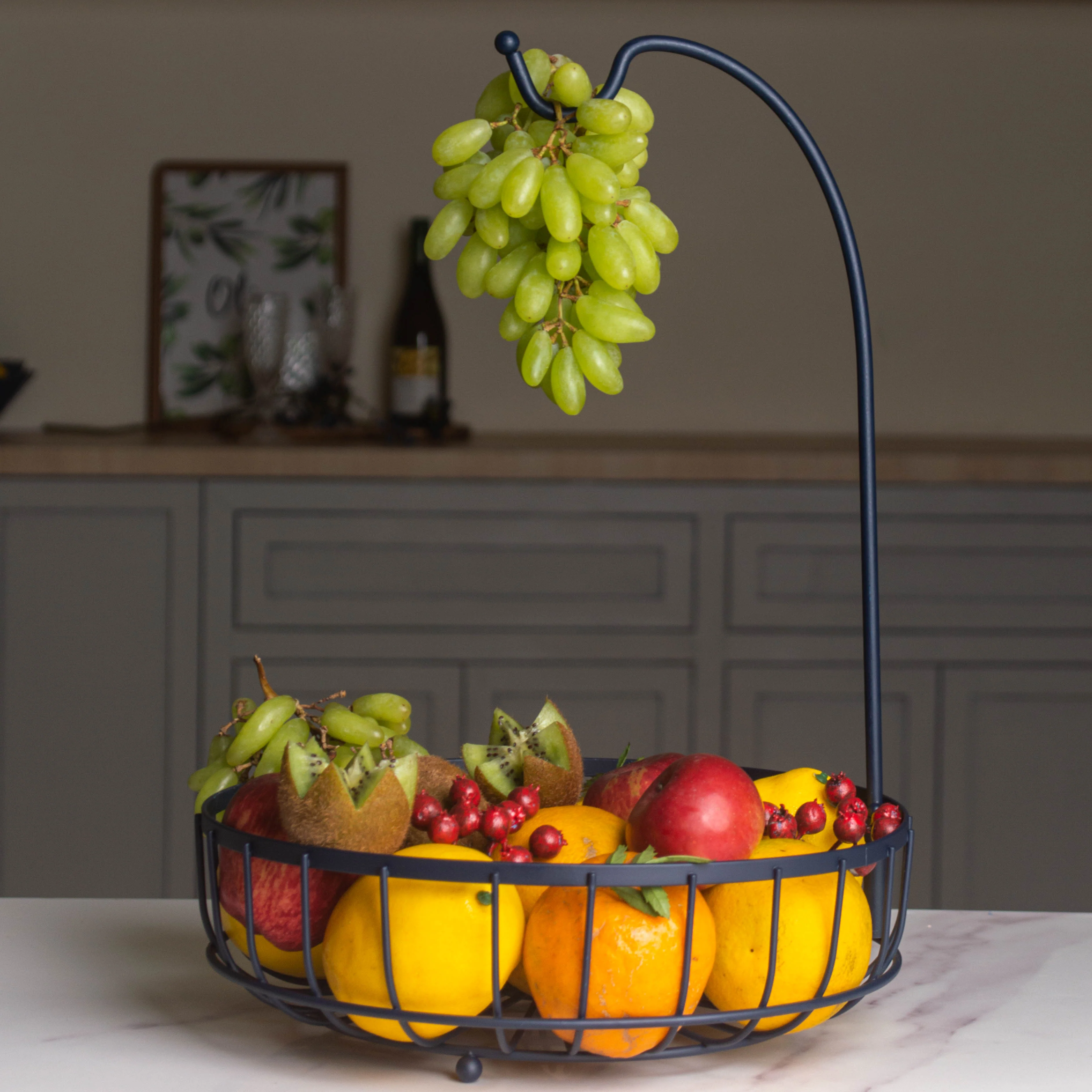 Wire Fruit Holder Basket with Banana Hanger - Image 4