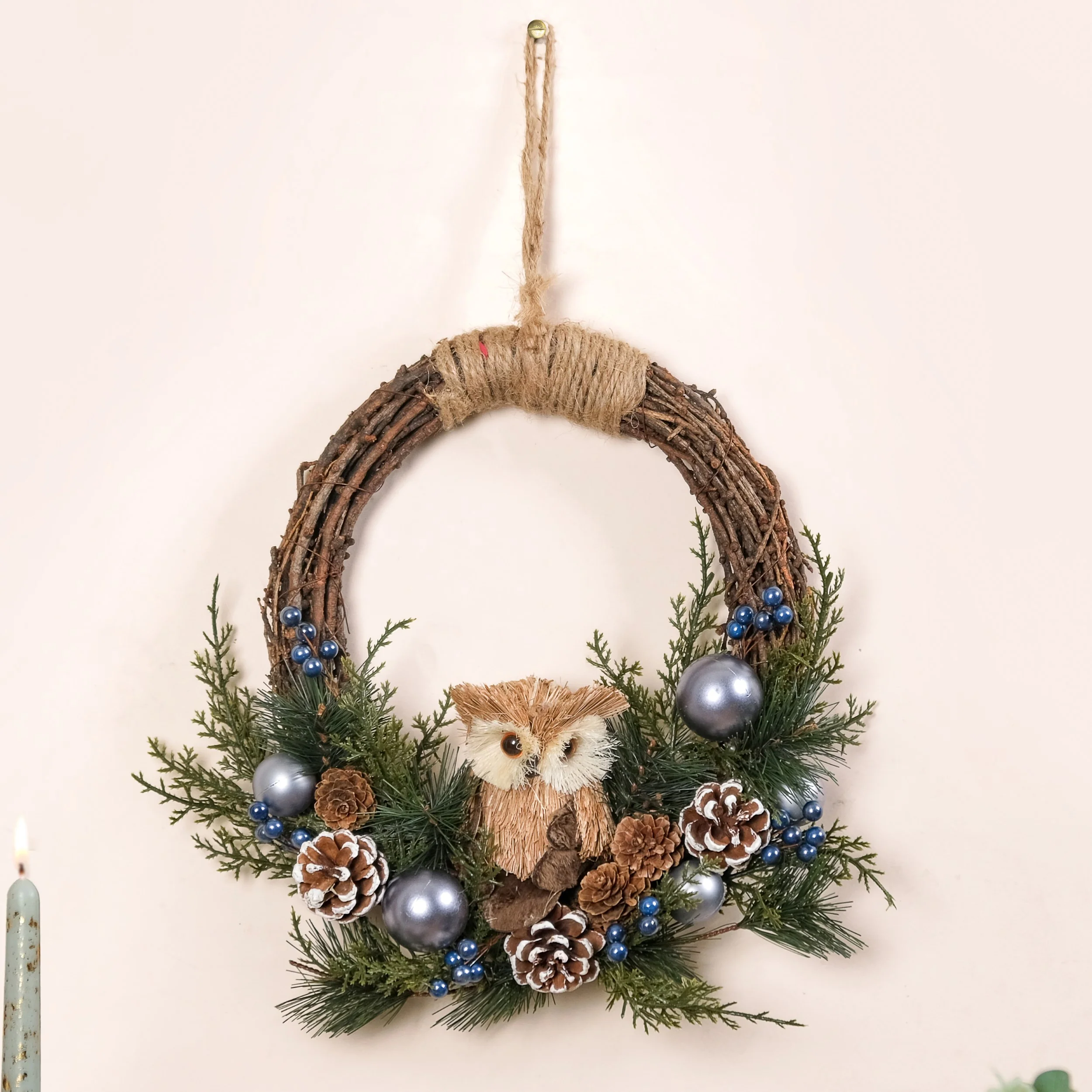 Wise Owl Hallow Sustainable Christmas Wreath For Wall Decor - Image 7