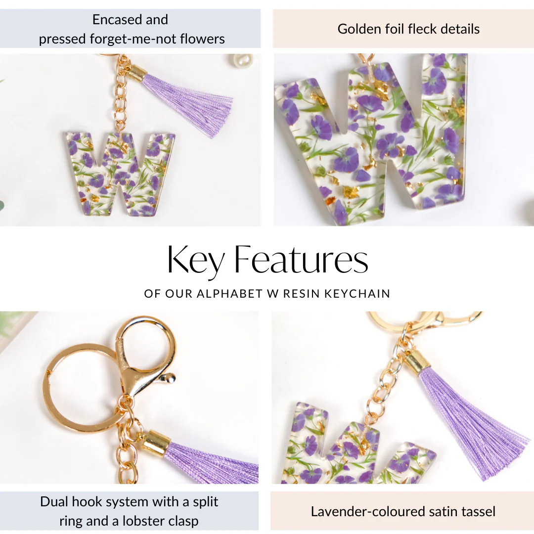 Wonderous Wildflower W Alphabet Keyring - Image 5
