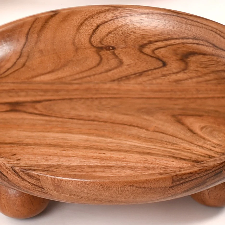 Wooden Round Serving Platter Set Of 3 - Image 9