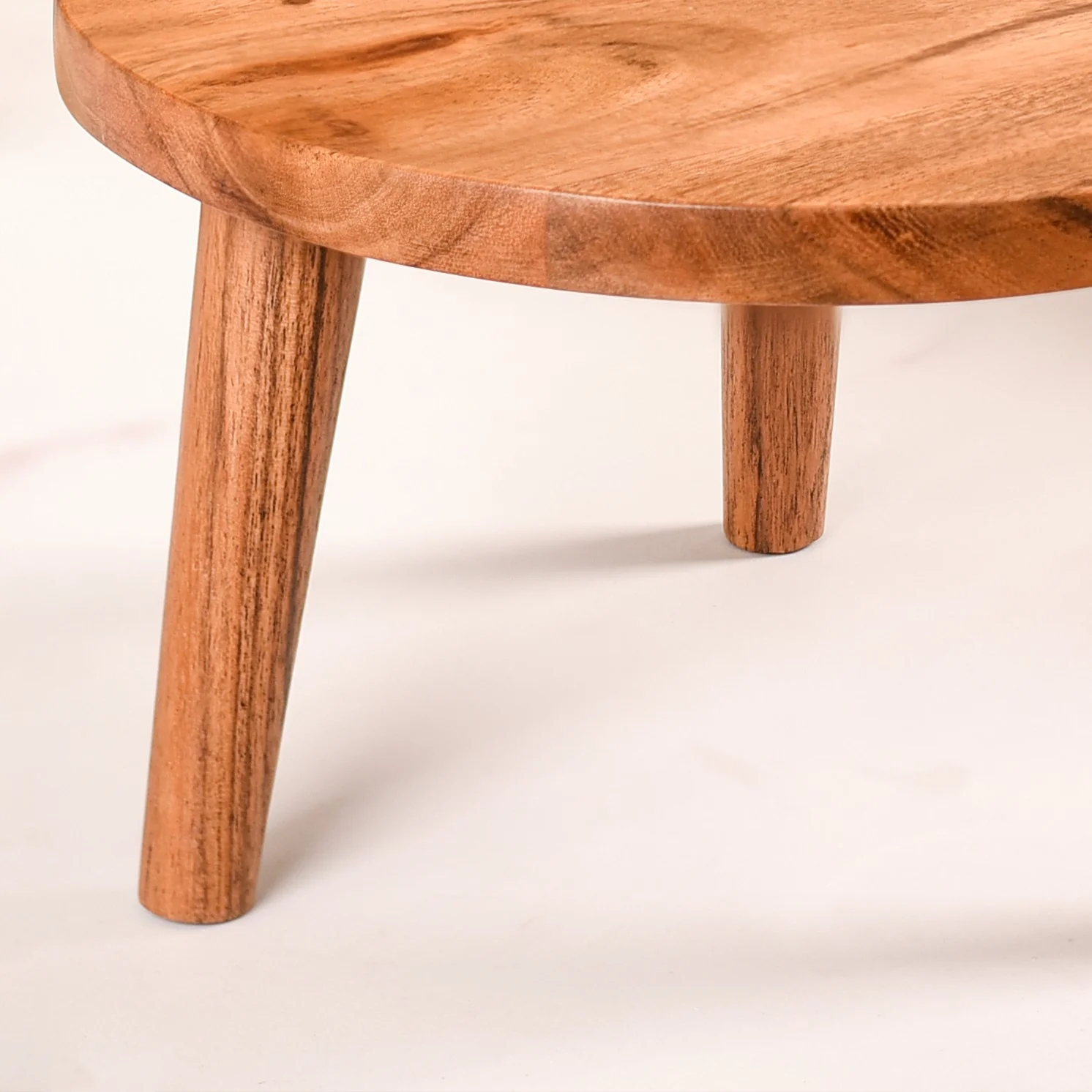 Wooden Stool Pedestal Serving Platter Set Of 2 - Image 9
