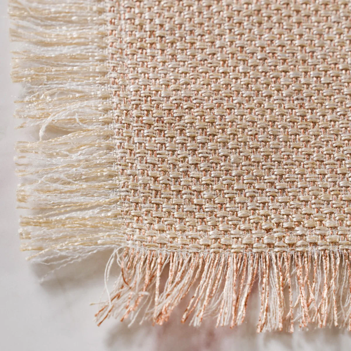 Woven Set Of Long Runner and 6 Table Mats Beige - Image 3