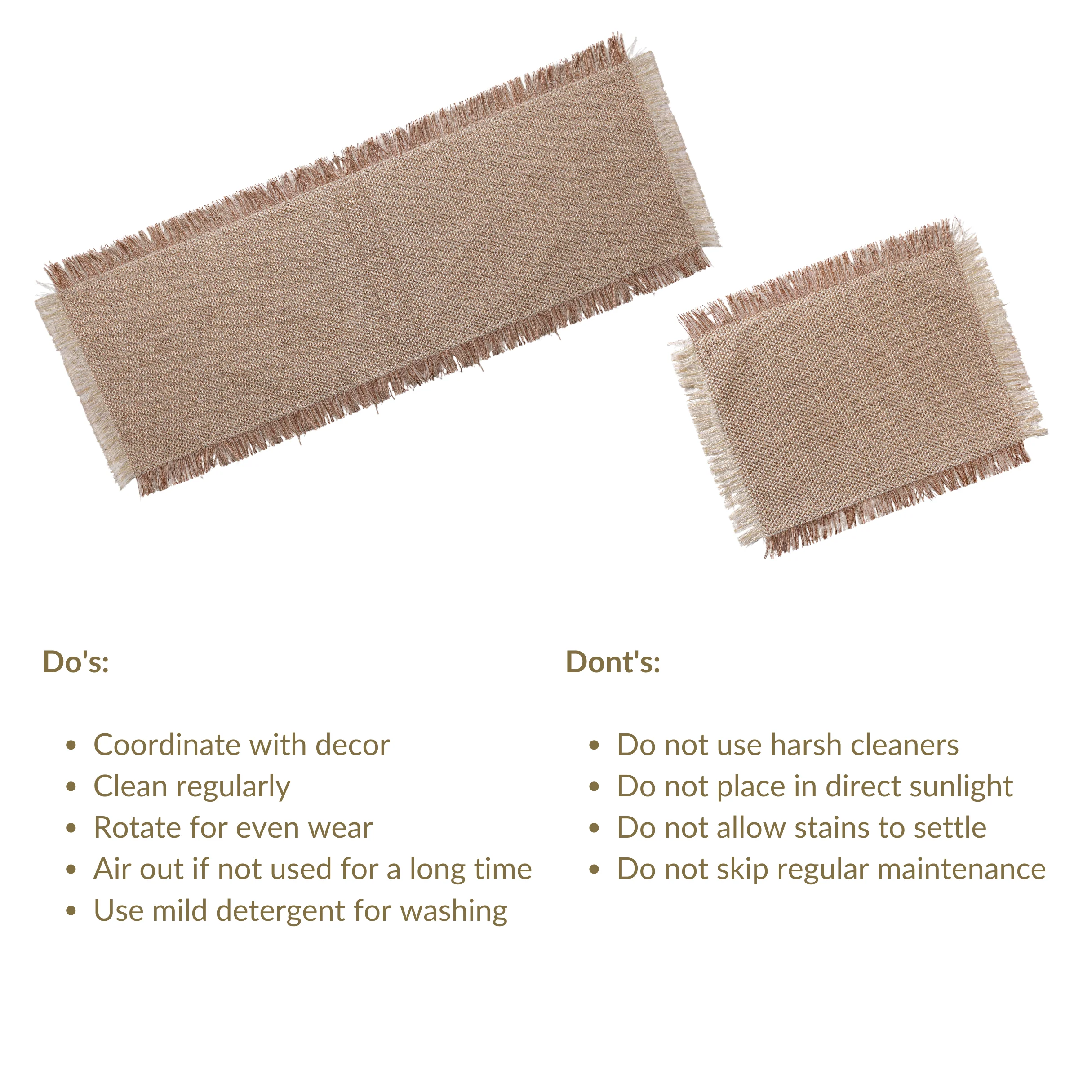 Woven Set Of Long Runner and 6 Table Mats Beige - Image 5