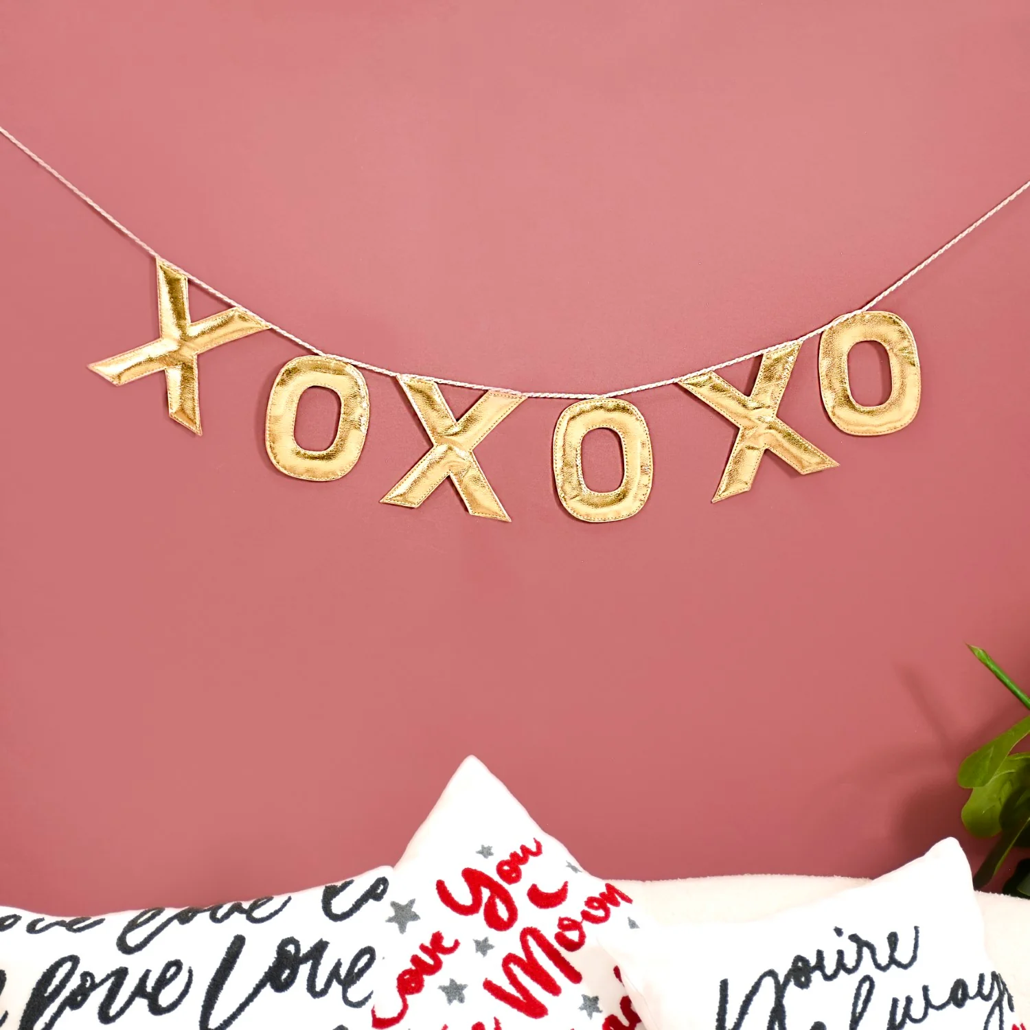 XOXO Gold Faux Leather Bunting For Wall Decoration 78 Inch - Image 7