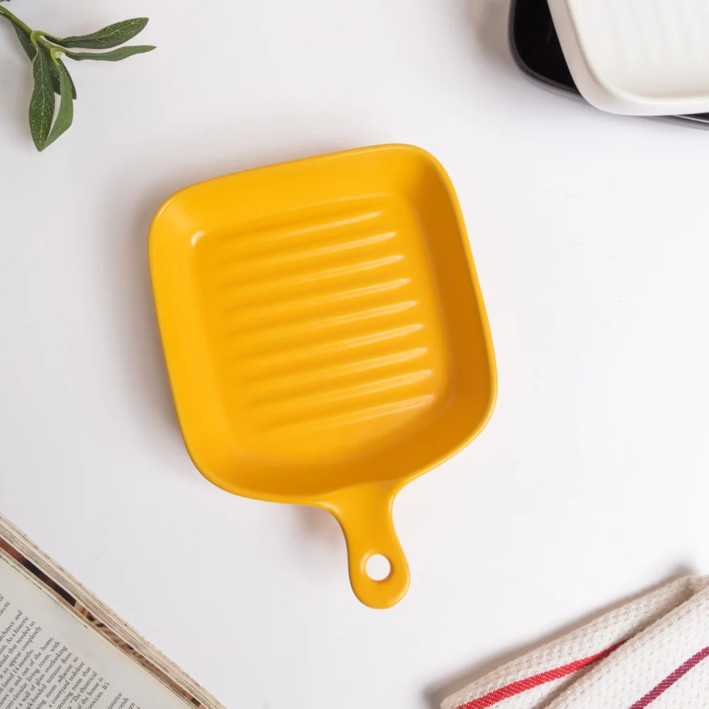 Yellow Ceramic Grill Plate - Image 4