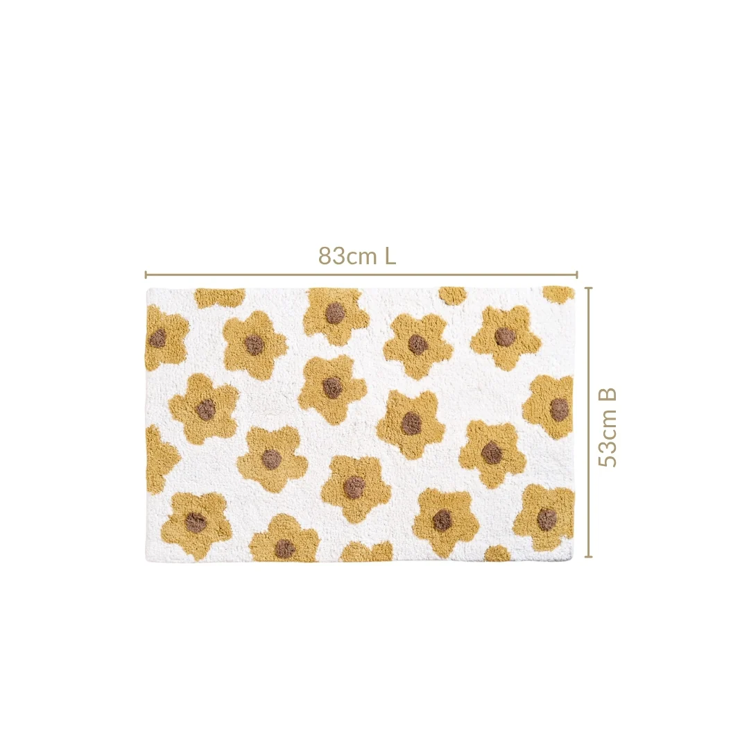 Anti Slip Cotton Yellow Daisy Mat 83x53cm - Image 2