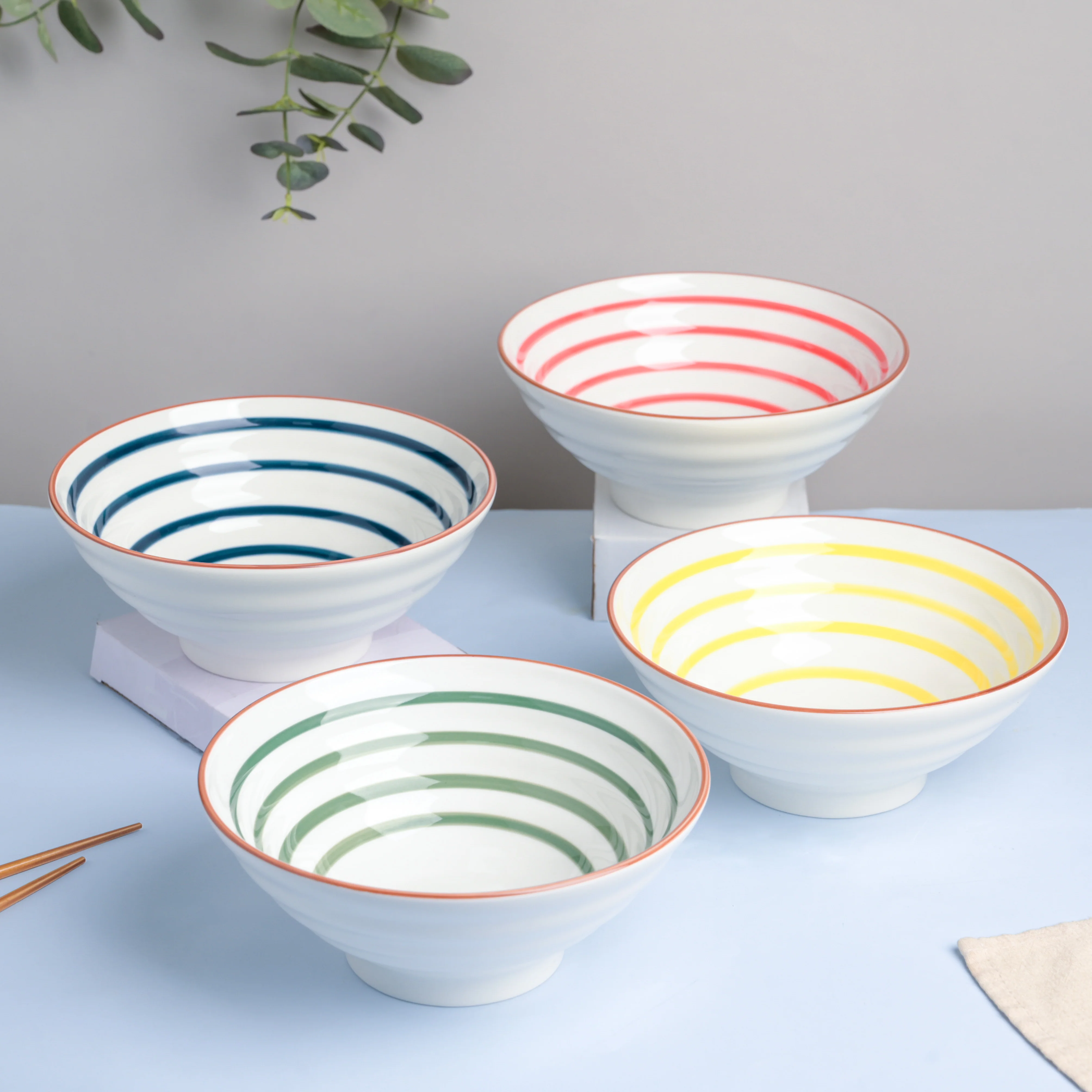 Yellow Illusion Ceramic Serving Bowl - Image 7