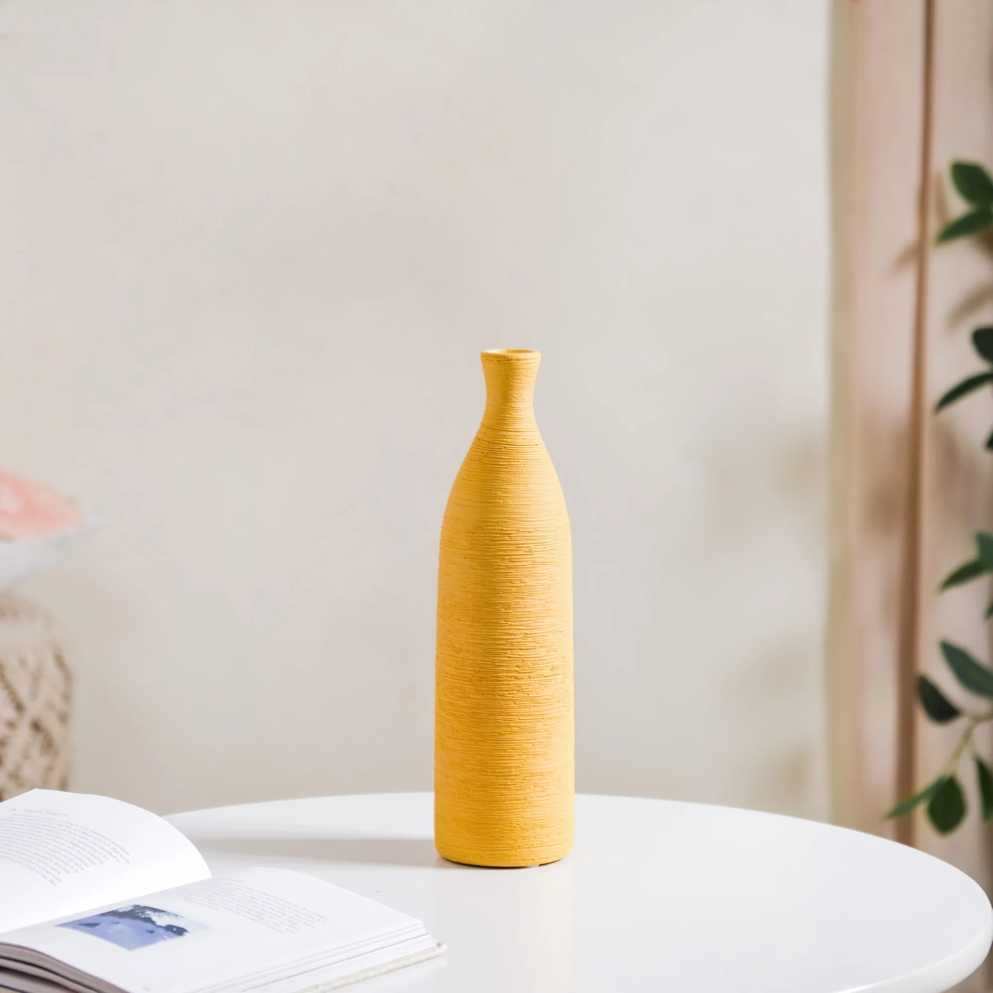 Yellow Textured Ceramic Vase - Image 8