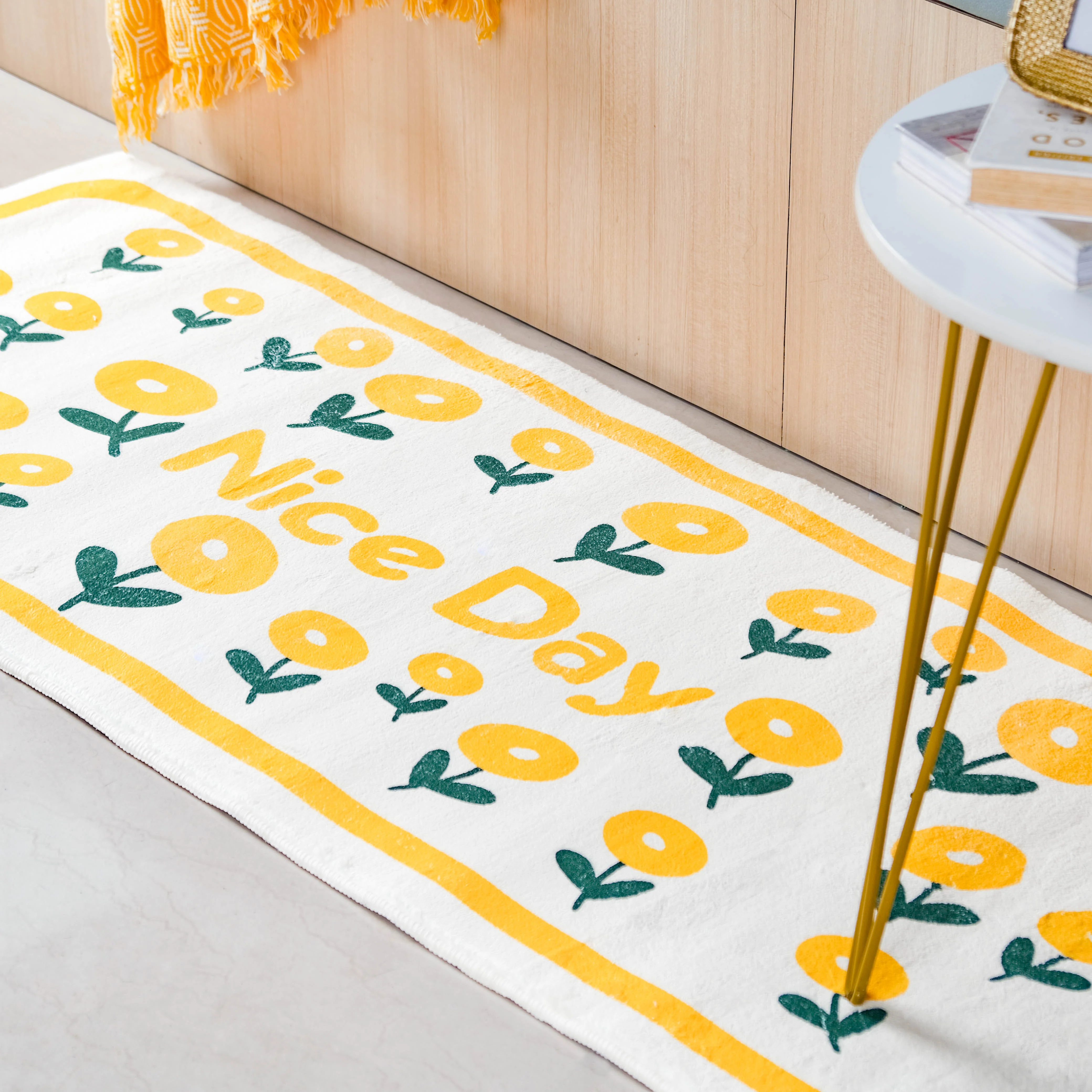 Yellow White Runner Rug Small - Image 4