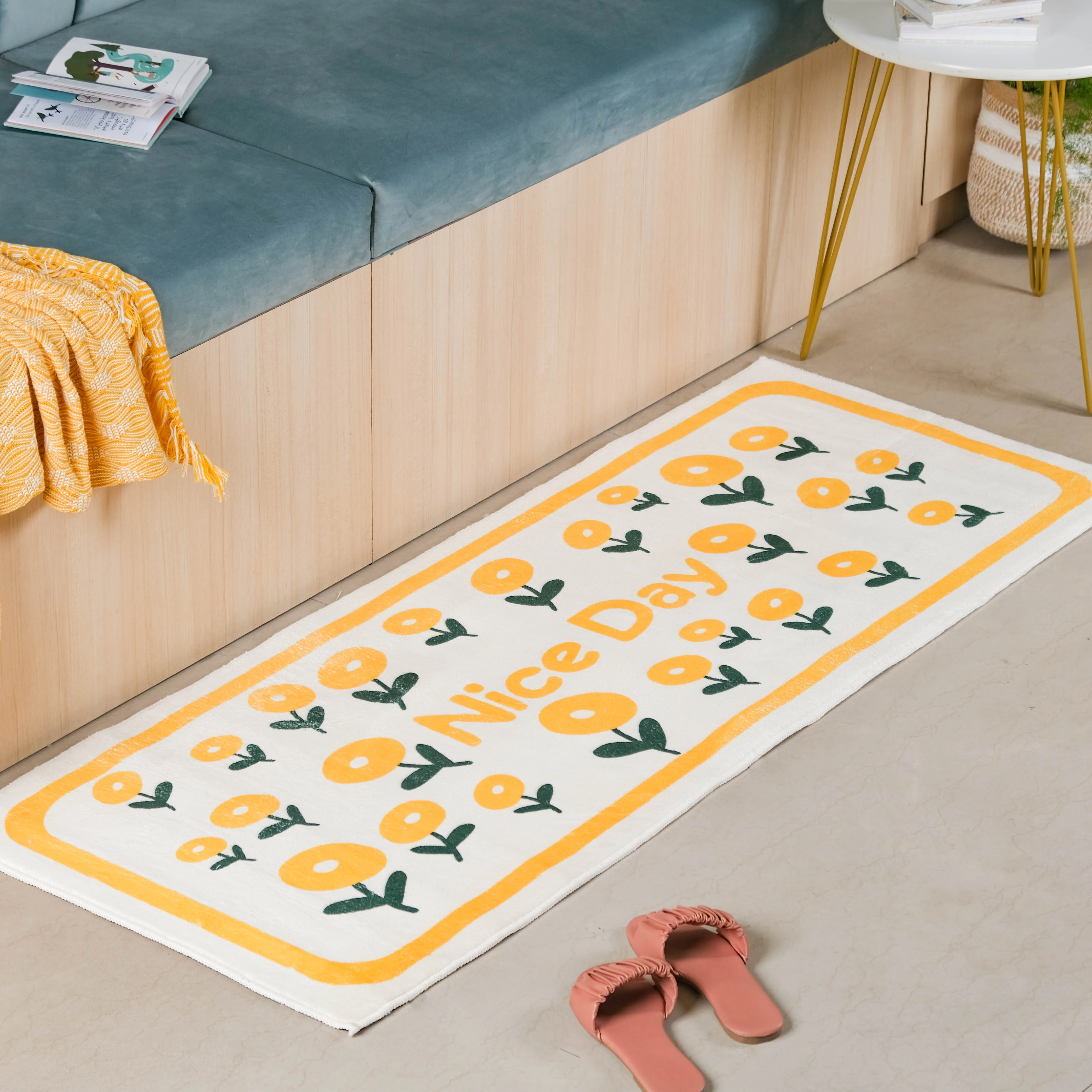 Yellow White Runner Rug Small - Image 6