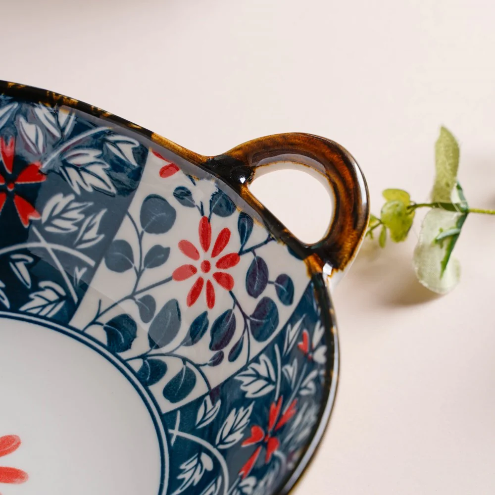 Yugana Floral Patterned Serving Bowl With Handles 9 Inch 500 ml - Image 6