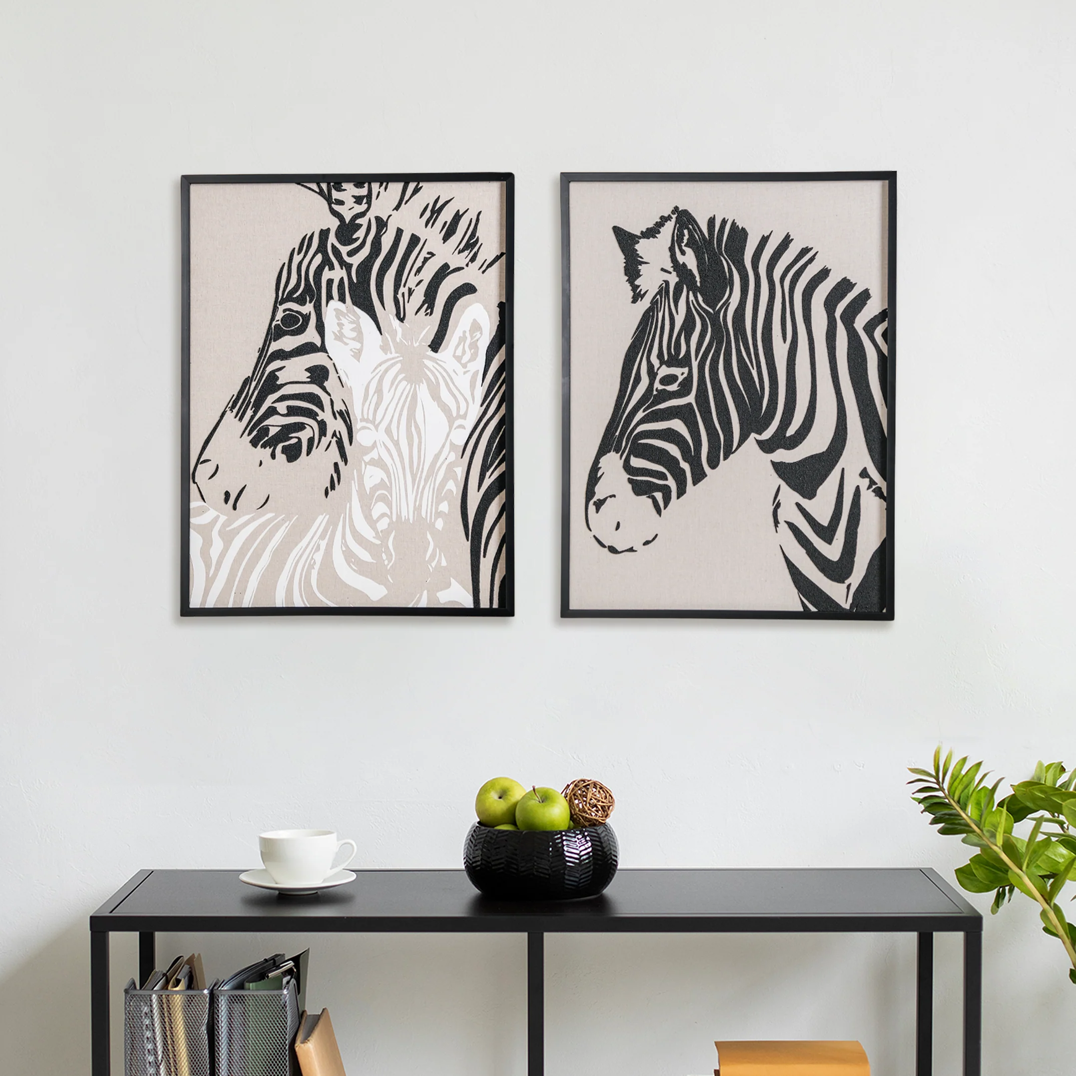 Zebra Design Canvas Wall Art Set Of 2 23x17 Inch - Image 7