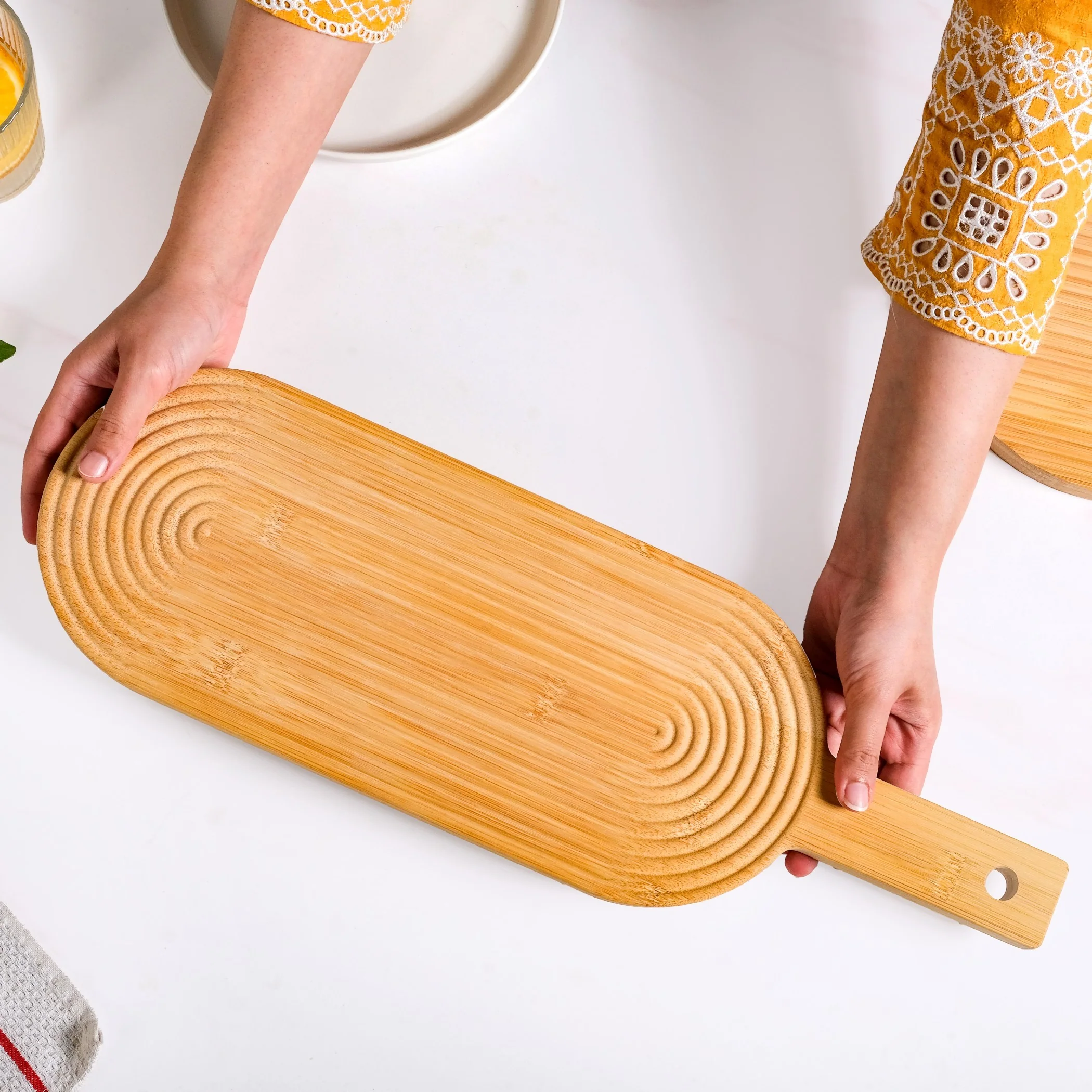 Zen Garden Spirals Wooden Serving Tray 20 Inch - Image 3