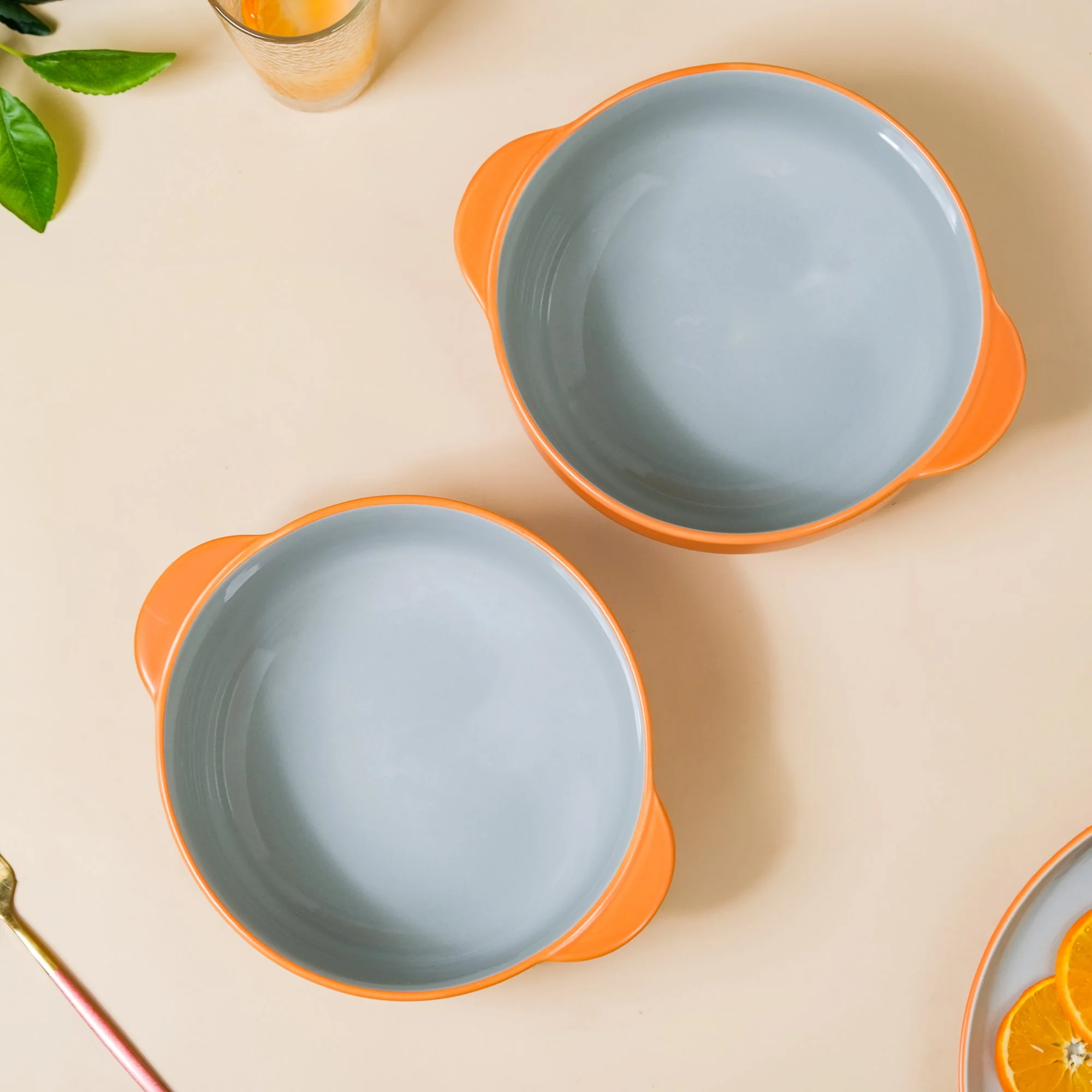 Zoella Ceramic Serving Bowls Set Of 2 Orange 1900ml - Image 3