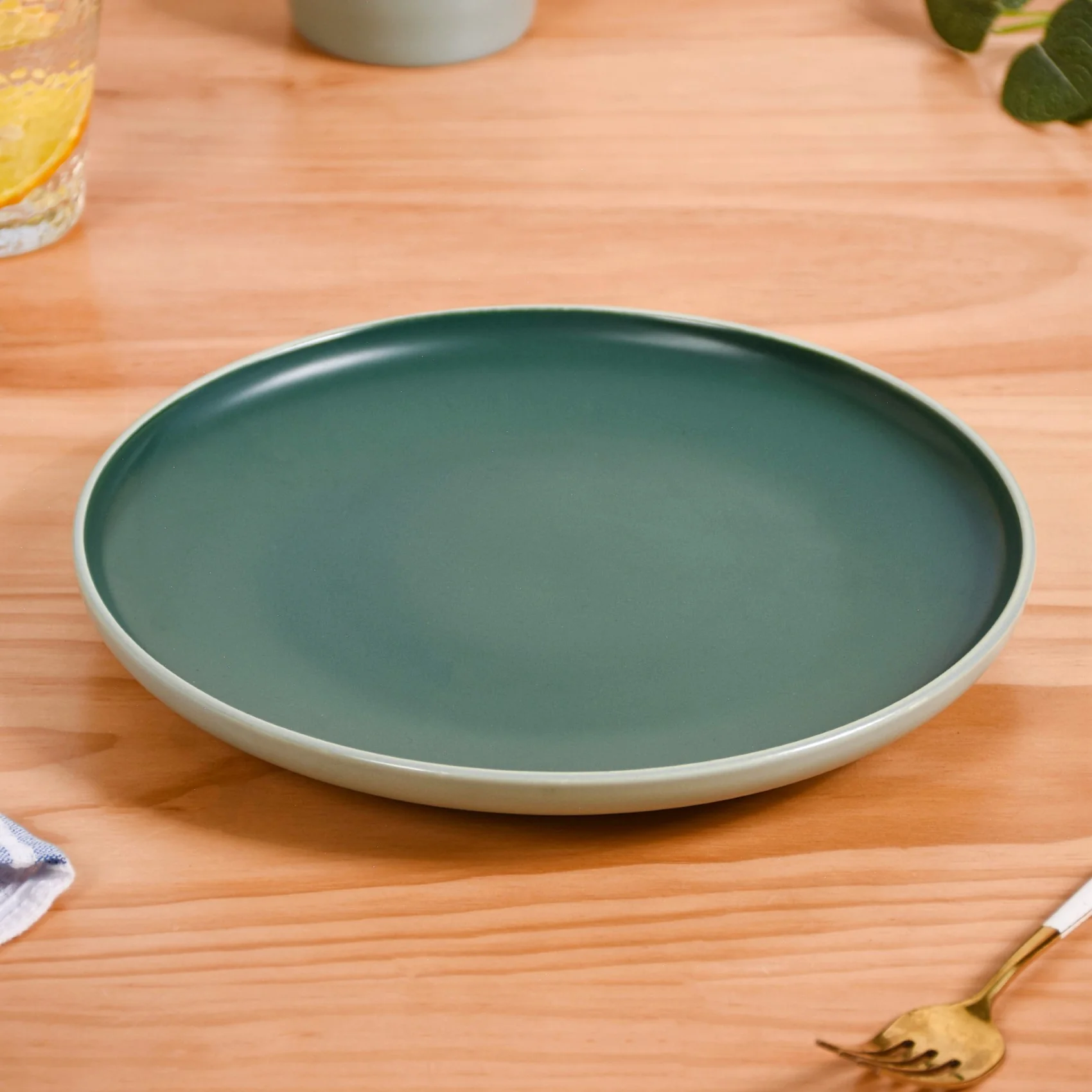 Zoella Green Ceramic Dinner Plates Set Of 4 10 Inch - Image 7